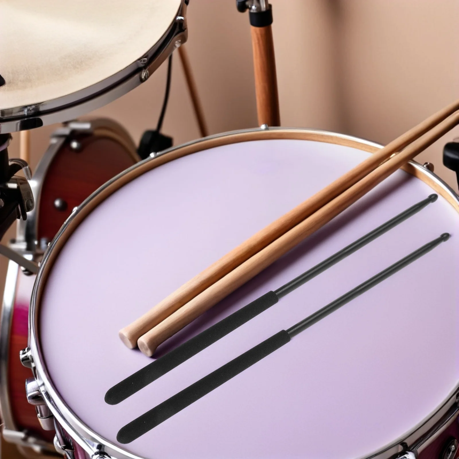 

1Pair Professional Jazz Drumsticks Aluminum Alloy Metal Non Slip Handle Lightweight Drumsticks for Performance Dance Drumming