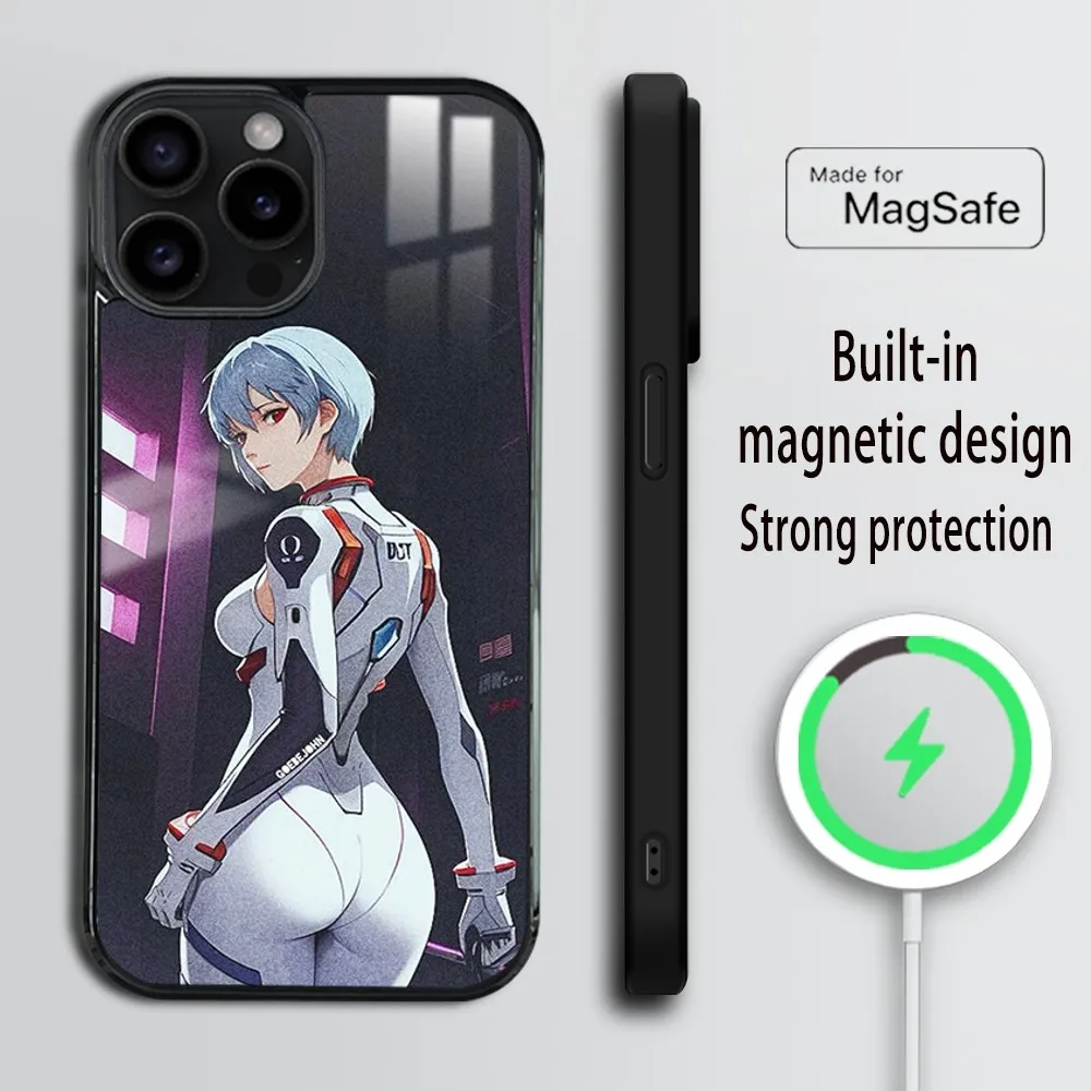 Neon Genesis E-Evangelion Asuka Phone Case For iPhone 16 15 14 13 12 11 Pro Max Plus Mini Magsafe Mirror Wireless Magnetic Cover