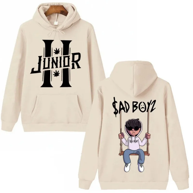بلوفر Sad Boyz Harajuku Hip Hop بغطاء للرأس Junior H للجنسين بأكمام طويلة ورقبة مستديرة مطبوعة كاجوال من ألياف البوليستر #1