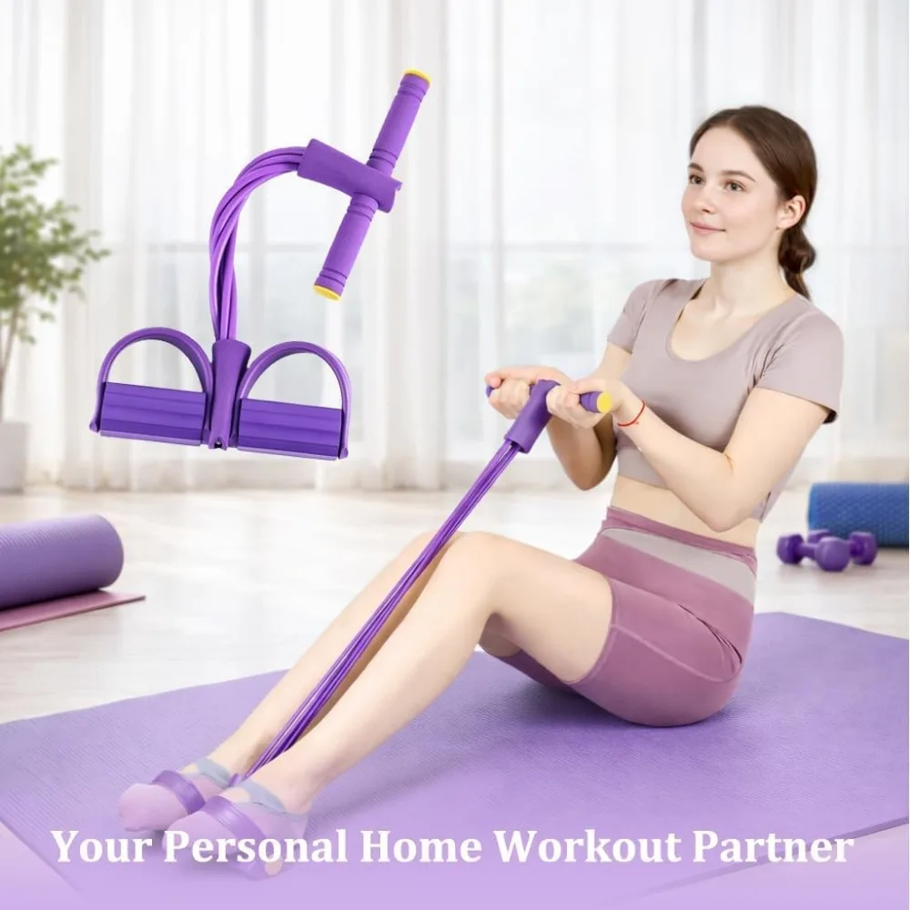 1pc Resistance Bands with Handles 6-Tube Foot Pedal, Ankle Puller for Sit-ups & Full Body, Portable Home Gym Strength for Legs