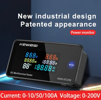 KWS-DC200 DC 0-200V Voltmeter Ammeter Power Energy Meter LED Digital DC Wattmeter Electric Meter with Reset Function 0-100A