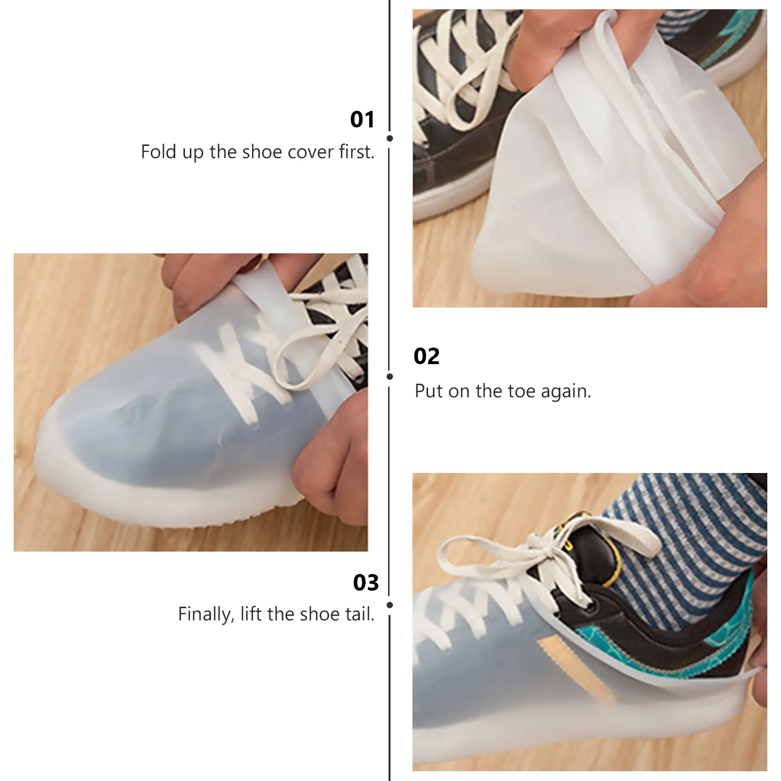 

1 Pair Waterproof Shoe Covers L Size White Durable Non-Slip For Rain Mud Snow Outdoor Travel Camping Hiking Anti-Skid Overshoes