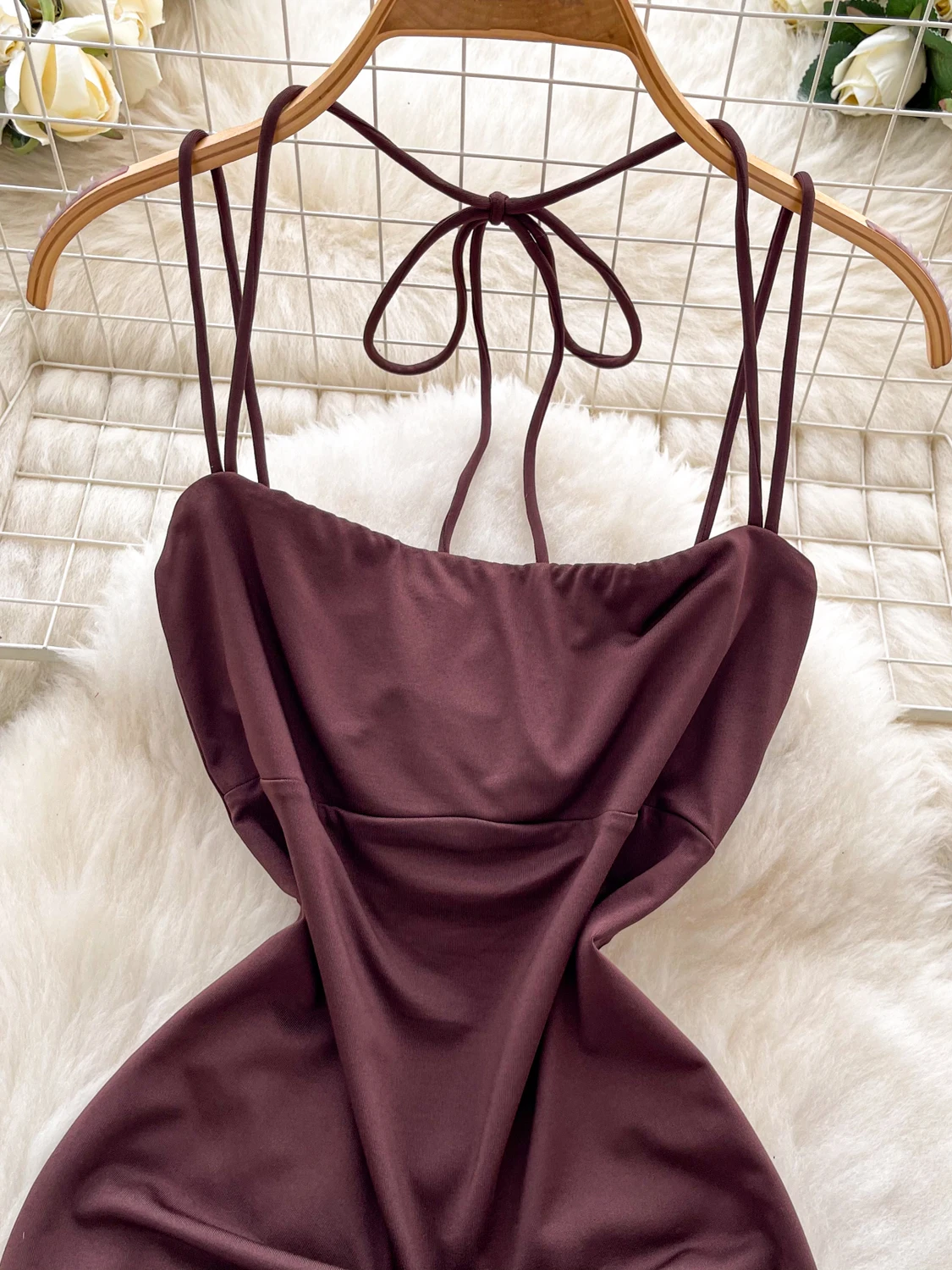 فستان بحزام على طراز الدوبامين للنساء صيفي جديد بحزام للتخسيس تنورة قصيرة أنيقة عالية الخصر على شكل حرف a على الطراز الكوري