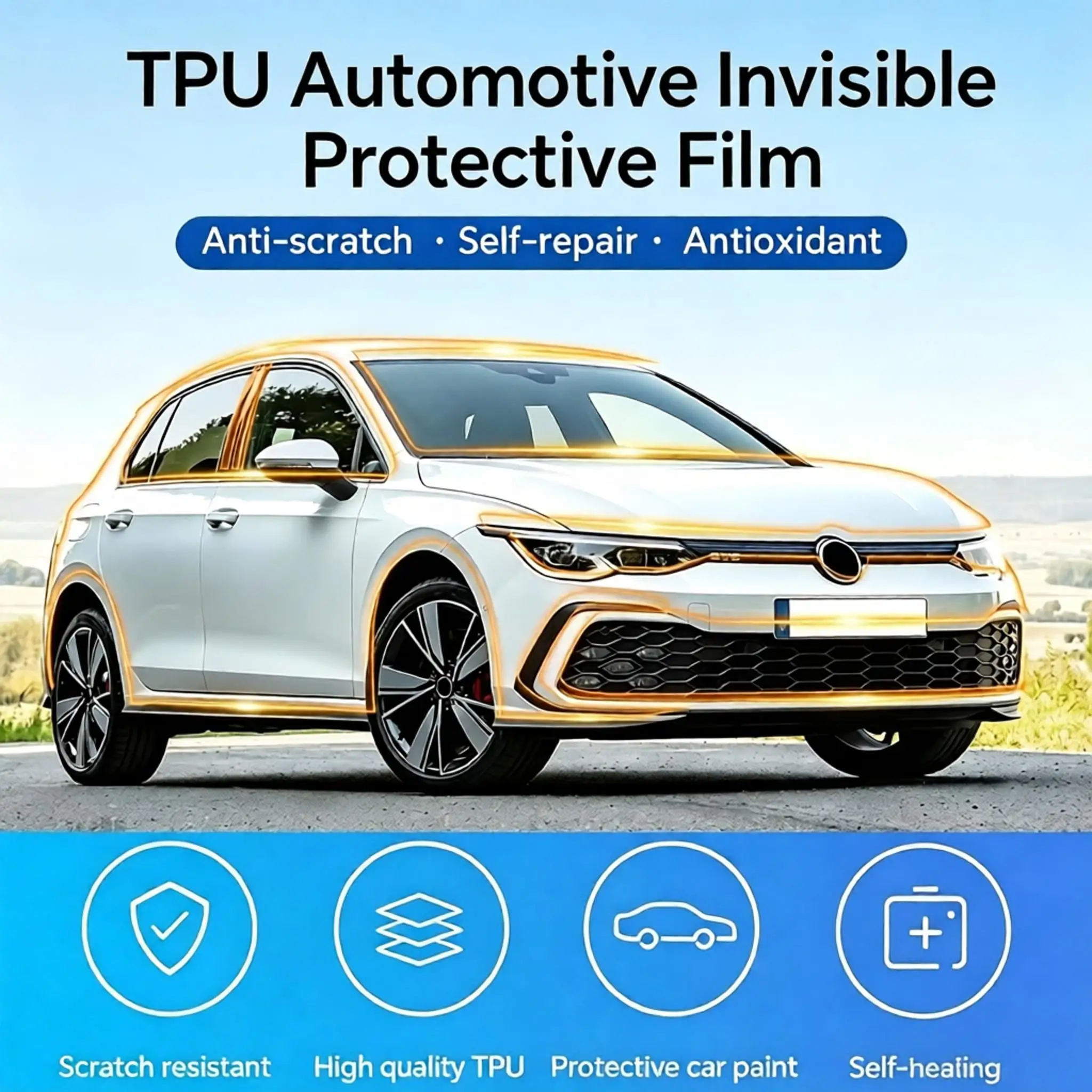 For Volkswagen GOLF GTI 2021-2024 TPU Bumper Scratch-Resistant Self-Healing Paint Protection Film Invisible Pre-cut PPF Kit﻿