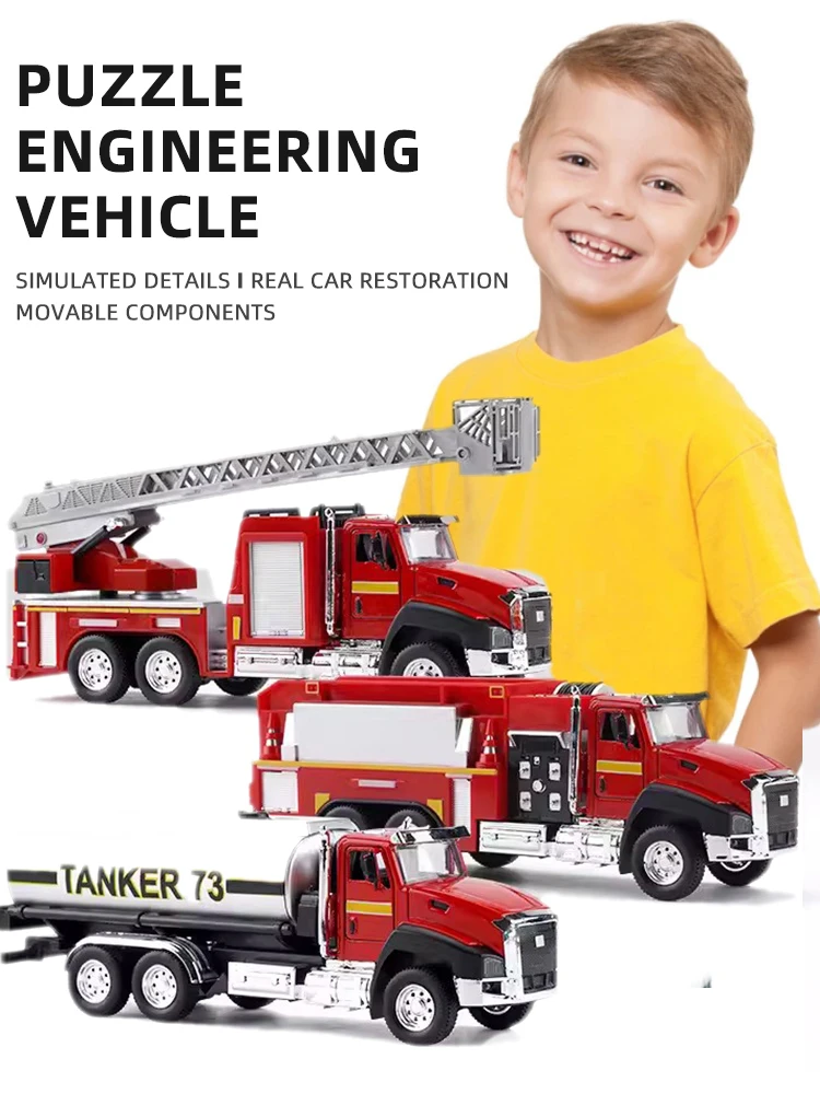 1:50 Legering Auto Brandweerwagen Model Stad Techniek Auto Model Geen Batterij Nodig Te Openen Deur Kinderspeelgoed Brandweerwagen