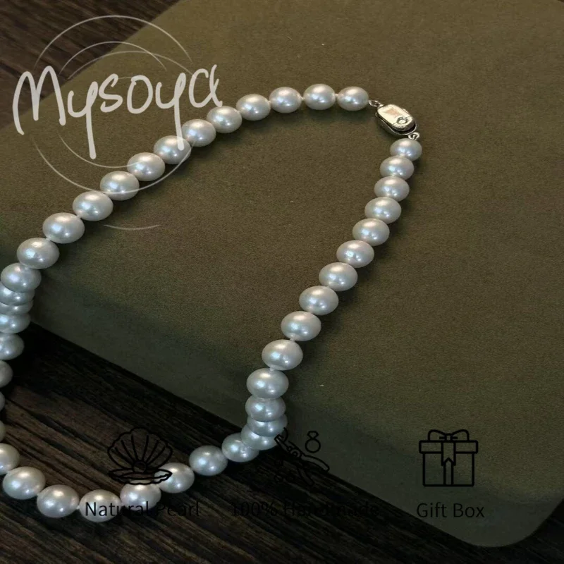 

MYSOYA белое ожерелье из пресноводного жемчуга Эдисона 9-11 мм с подарочной коробкой для нее/его дня рождения/свадьбы/Рождества/новогоднего подарка