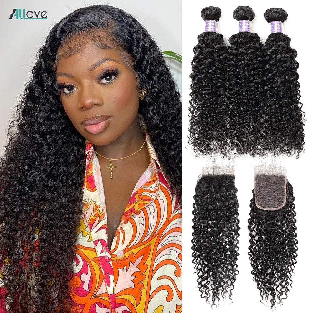 

Kinky Curly Human Hair Bundles With Closure 5x5 Transparent Lace Closure With Bundles Brazilian Remy Human Hair Weave Extension