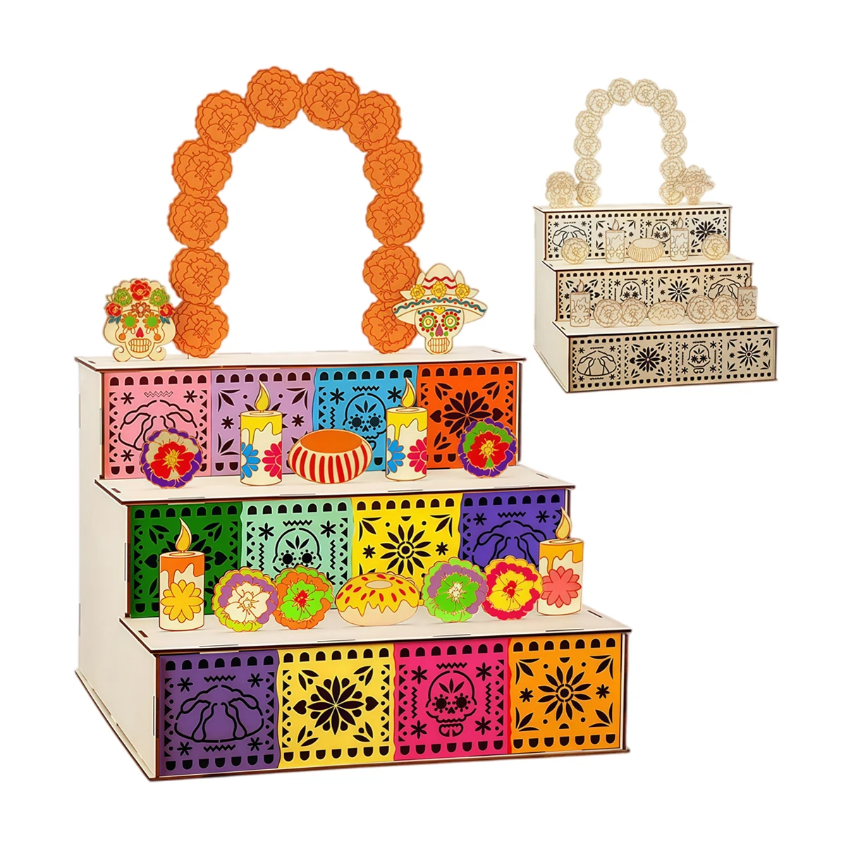 Día De Los Muertos Wooden Altar Mexican Wood Altar Box Day of The Dead Shadow Box for Memorial Display in Home Kitchen Decor