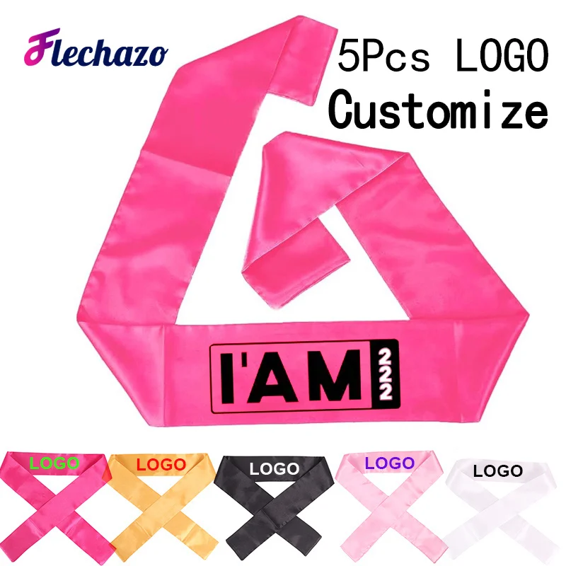 100cm * 6cm longo cetim bandana logotipo privado macio cor sólida lenço puro lenço magro gravata bolsa envoltório alça cetim 5 pçs