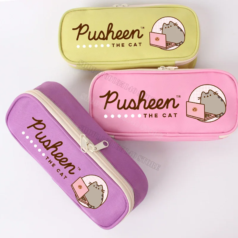 Pusheen Cat Pencil Case Cartoon Student Stationery Storage Bag Anime grande capacità con cerniera Pen Box Cute Boys Girls Pencil Bags