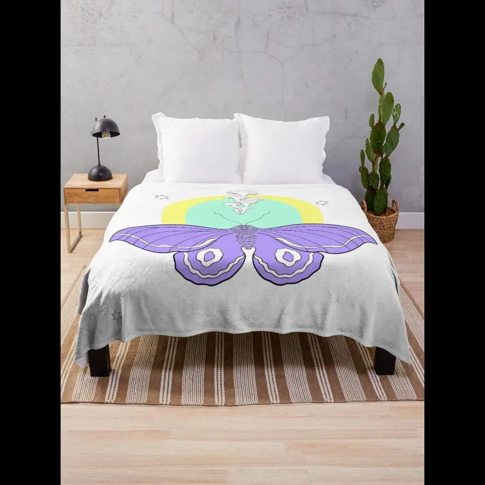 

Мистический моль с грибами и звездами, плед, мягкий уютный плед для гостиной, дивана или кровати, домашний декор, идея подарка