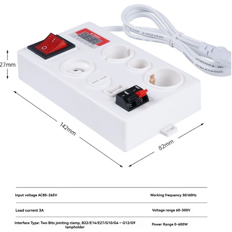 Probador de bombilla de lámpara E27 B22 E14, caja de prueba rápida de voltaje de luz LED, prueba rápida con pantalla de alimentación, enchufe europeo