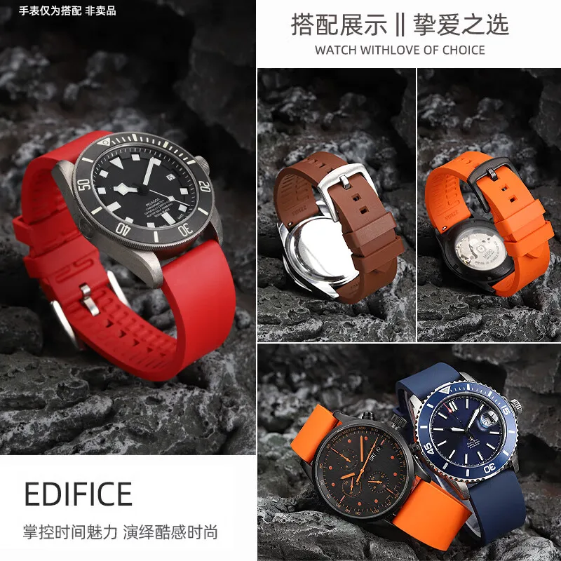 Wodoodporny pasek do zegarka z gumy fluorowej dla Tudor Biwan 1958 Ranger rozrządu Panda Leader nauczyciel nurkowania pasek z gumy fluorowej męskie akcesoria