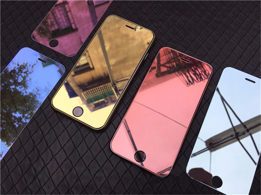 Colorful Mirror Tempered Glass Screen Protector For iPhone16 14 13 15 11 Pro XS Max X XR SE 6 8 7 Plus Protective Film Cover