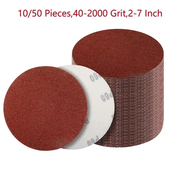 10–50PCS Hook & Loop Sanding Discs – 2” to 7” Random Orbital Sander Pads | 40–2000 Grit Sandpaper for Wood, Metal & Polishing 1