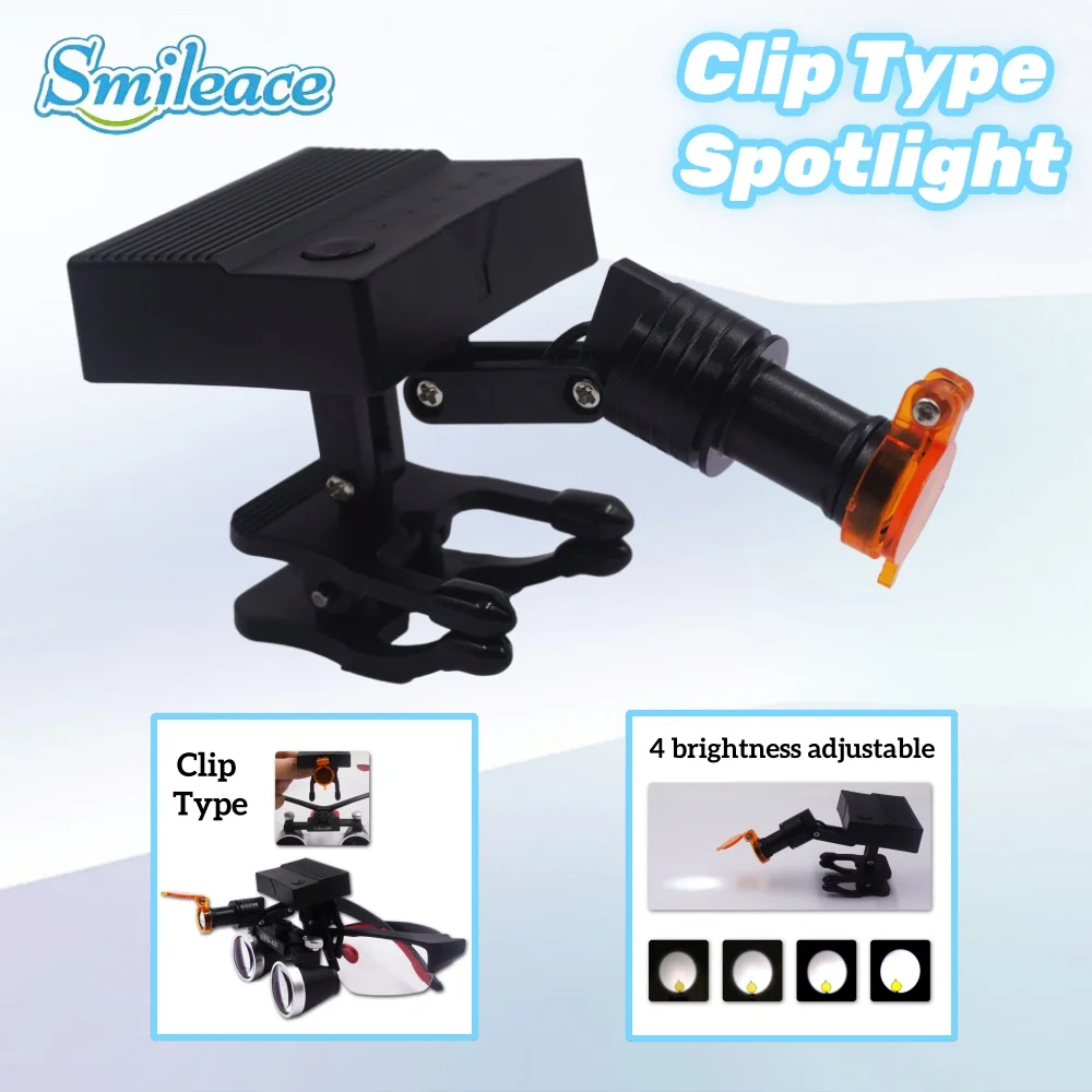 Dentistry Flashing Light Wireless Portable 5W LED Spotlight Clip Type Dental Oral Cavity Lamp for Dentist Magnifying Glasses