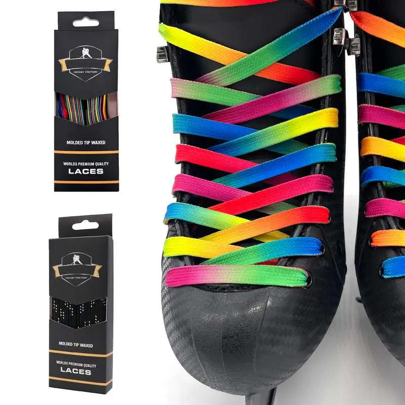 Double Braided Skate Laces Waxed Hockey Skates Laces Bright Colors Skating Shoe Accessories For Roller Skates Hockey Skates