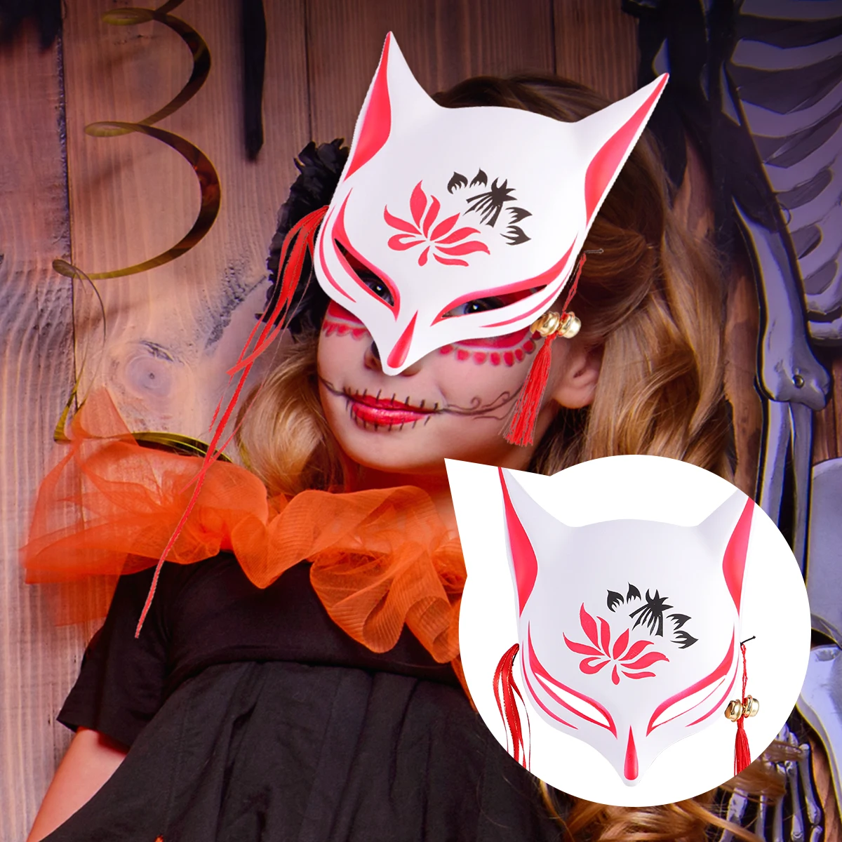 

Fox Mask for Halloween Demon Masquerade Face Cover Party Supplies Men and Women