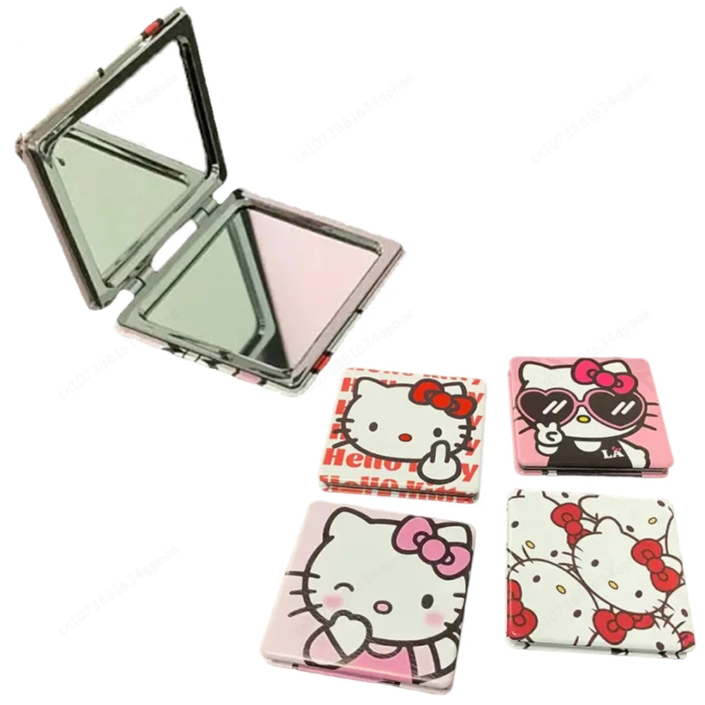 MINISO Hello Kitty specchio specchio portatile Hello Kitty Sanrio specchi pieghevoli portatili Double Sided Pattern Makeup Girl Gift