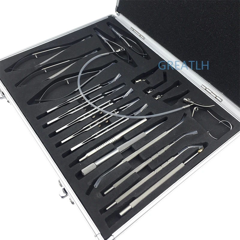 21pcs Basic Ophthalmology Surgical Instruments Equipment Ophthalmic Minor Eye  Cataract Surgery Set with case