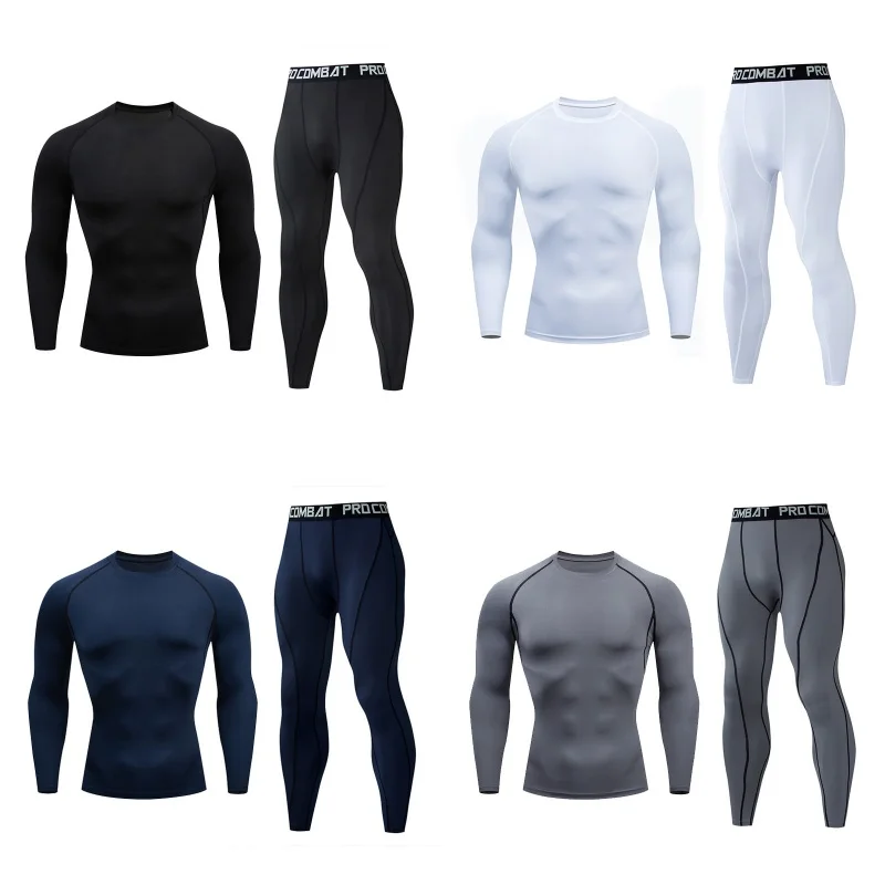 Quick Dry Men\'s Thermal underwear Sets Running Compression Sport Suits Basketball Tights Clothes Gym Fitness Jogging Sportswe