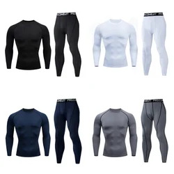 Quick Dry Men's Thermal underwear Sets Running Compression Sport Suits Basketball Tights Clothes Gym Fitness Jogging Sportswe