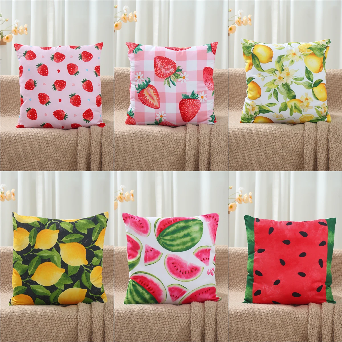 

Fruit Cushion Cover Without Filler Cartoon Cute Decorative Throw strawberry watermelon Pillow Case For Living Room Home Decor