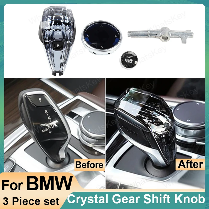 3 Piece Crystal Gear Shift Knob Short Rod For BMW G30 G11 X3 G01 X4 G02 6GT G32 X5 E70 F10 F15 F20 F30 Gear Lever Stick Handle