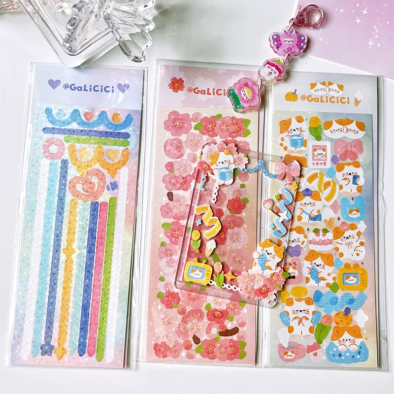 Sakura Kat Decoratieve Sticker Diy Scrapbooking Dagboek Hand Account Collage Idol Kaart Album Journal Laser Kawaii Briefpapier