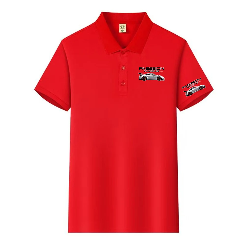 Top-level Racing Element Pattern 2026 Summer Man's Loose Logo Print High Quality Premium Lapel Collar Polo T Shirt