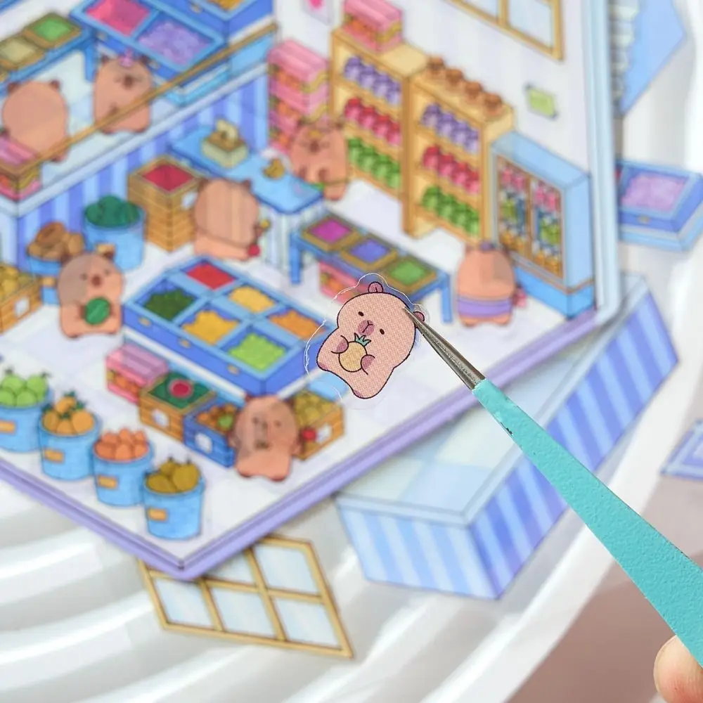 Gifts Capybara Miniature Scene 3D Stickers DIY 3D Visual Stacking Sticker Landscaping Stickers