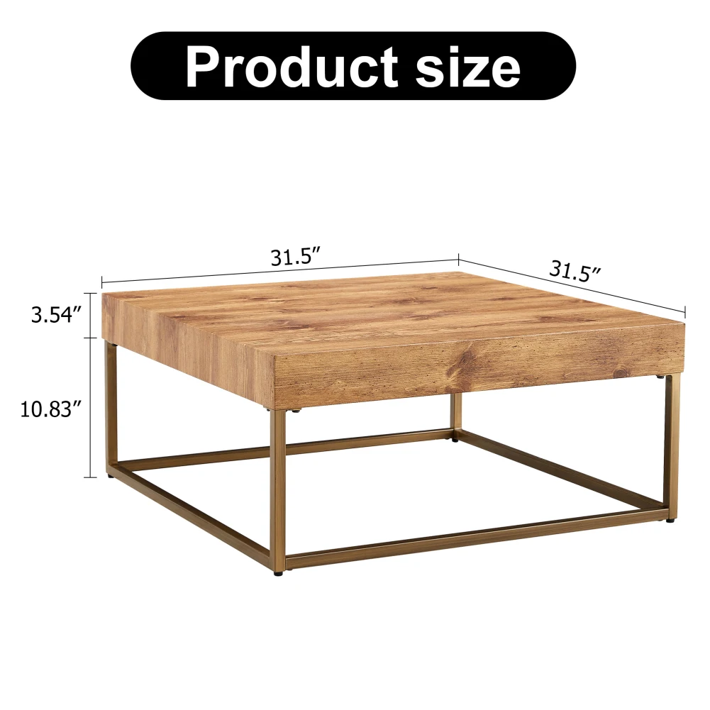 31.5" Coffee Table With Metal Legs MDF Desktop Rectangular Retro Side End Table Rustic Household Center Desk For Living Room
