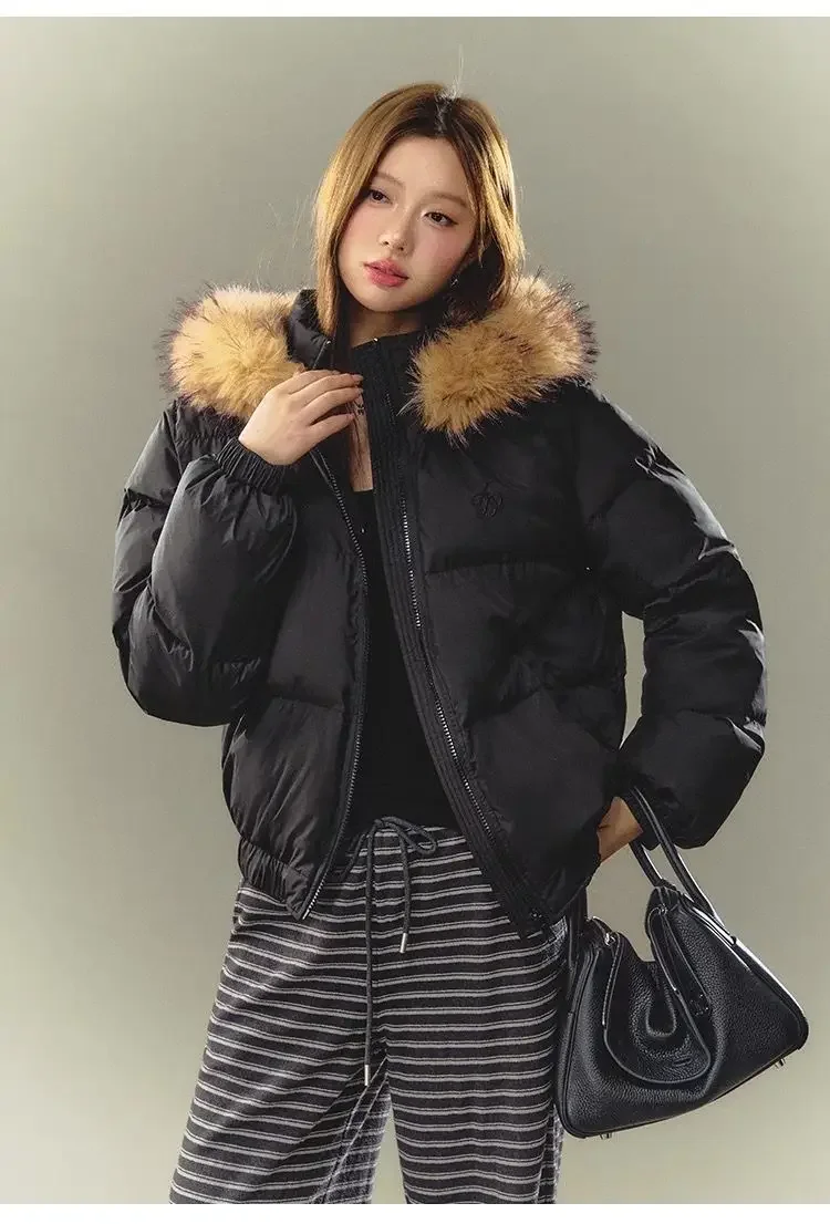 Women Y2K Vintage Parka 2026 Winter Jacket With Faux Fur Collar Korean Style Warm Cotton Padded Coat Streetwear