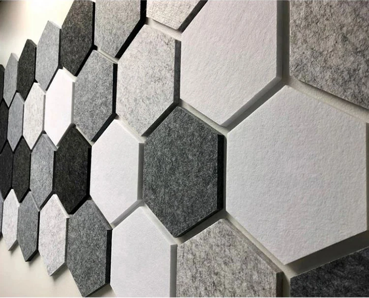 Panneau acoustique hexagonal en polyester bon marché, réduction du bruit, meilleure qualité