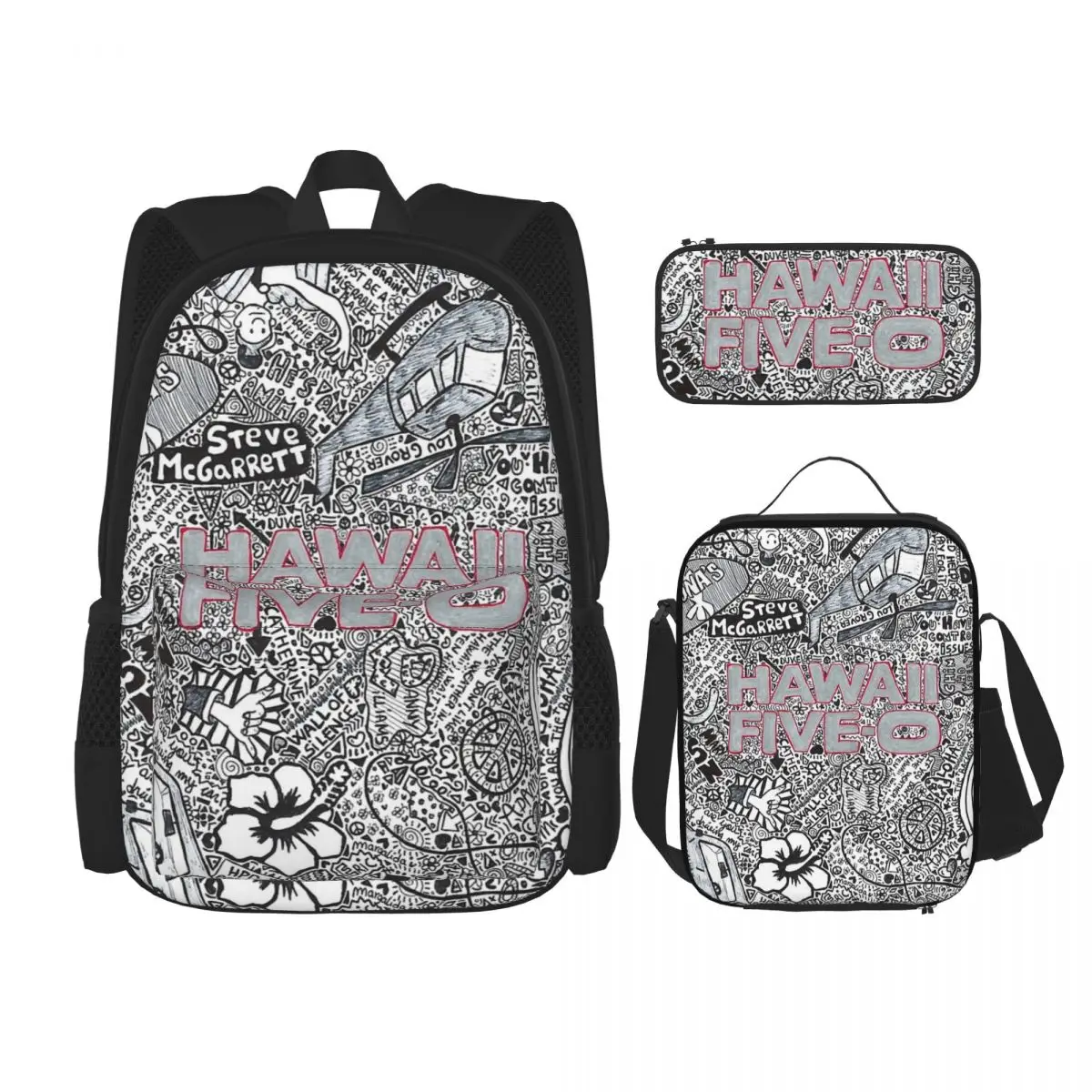 

Hawaii Five-0 Backpacks Boys Girls Bookbag Students School Bags Cartoon Kids Rucksack Lunch Bag Pen Bag Three-Piece Set