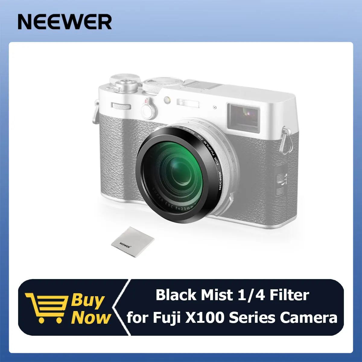 NEEWER Black Diffusion 1/4 Lens Filter for Fujifilm X100 Series Cameras X100VI X100V X100F X100S X100T Black Mist Filter