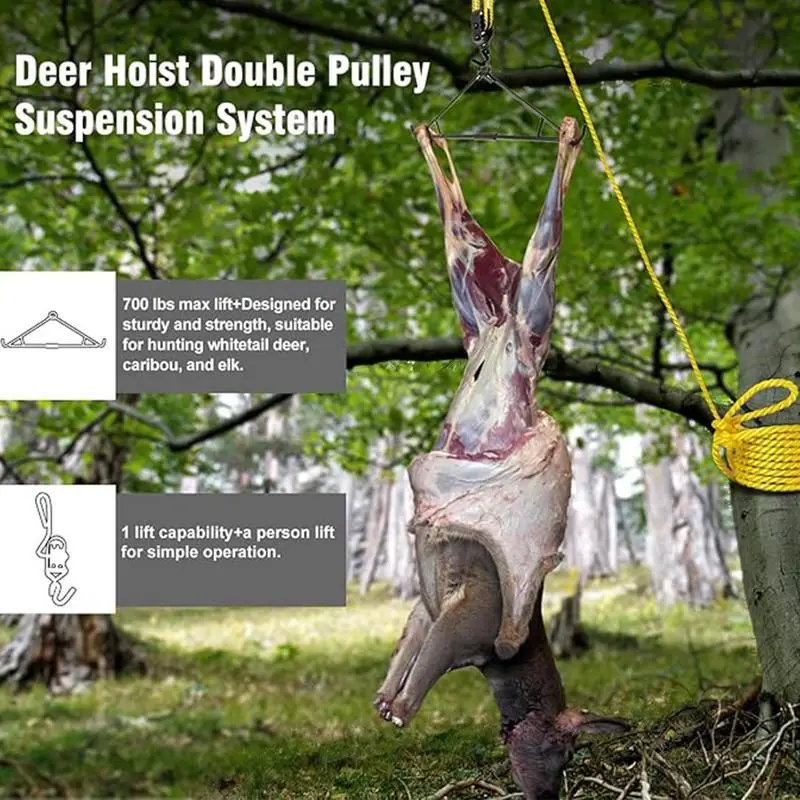 Deer Gambrel Elk Hoist Pulley Lift System with Gambrel Hunting Game Hangable Kit Deer Hunting Accessories for Butcher