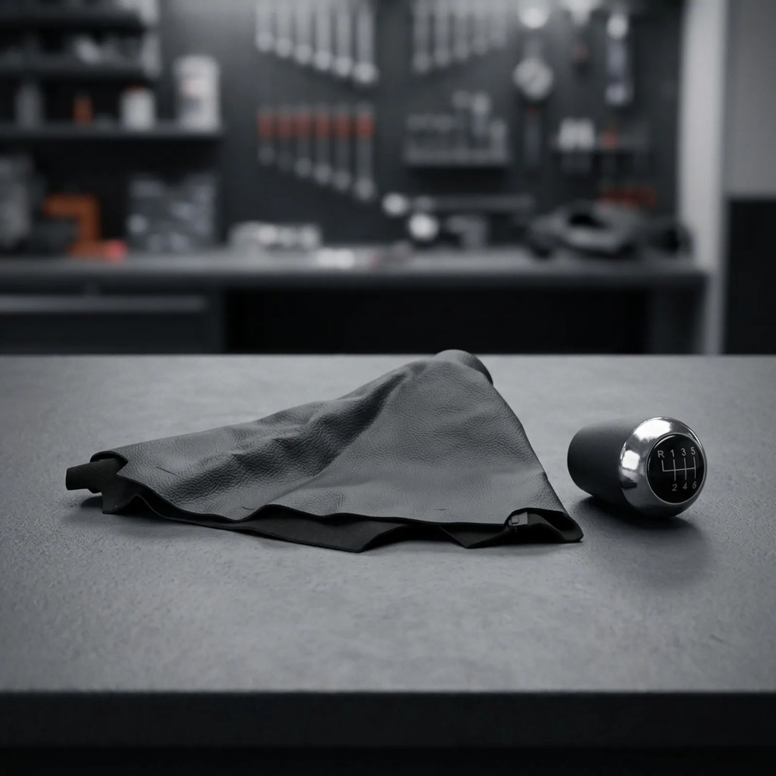 Black-silver Gear Shift Knob Leather Gaitor Boot Cover Gear Shift Knob Leather Gaitor PU Leather Material Grade Plastic Build