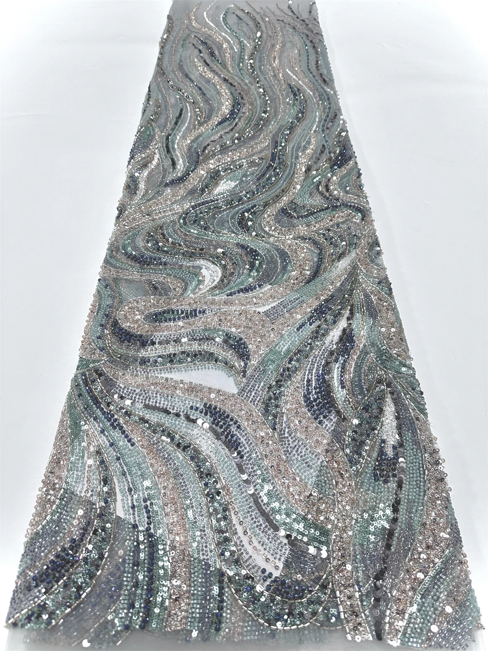 New Fashion Handmade Beads Embroidery Lace High Quality African Sequins French Tulle Nigerian Lace Fabric Party Wdding Dress Sew