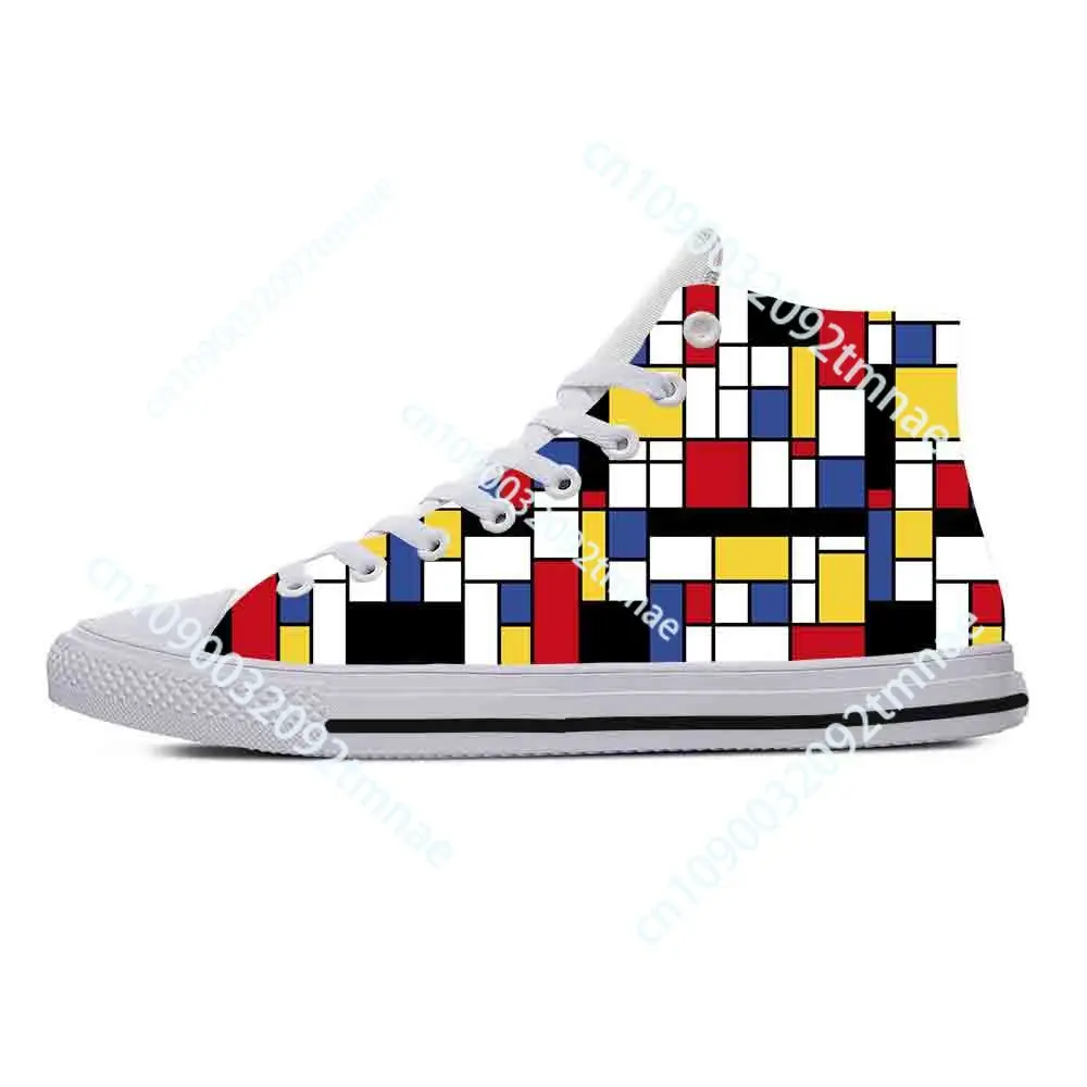 

Piet Mondrian Abstract Geometric Pattern Painting Casual Cloth Shoes High Top Comfortable Breathable Custom Men Women Sneakers