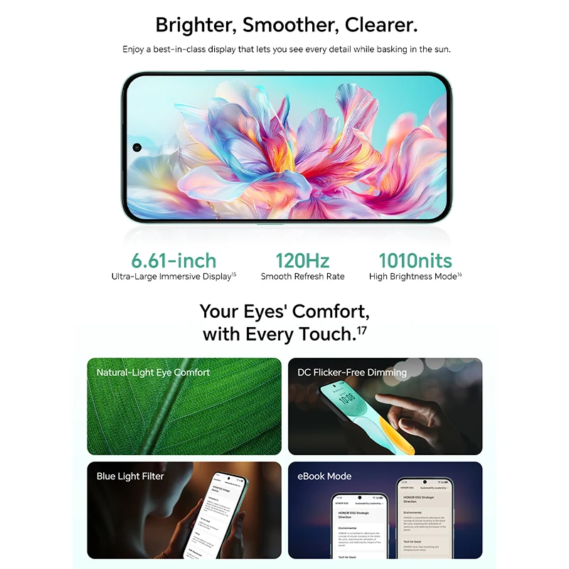 الإصدار العالمي للهاتف الذكي Honor X6C 5G Mediatek Helio G81 Ultra 6.61 بوصة شاشة LCD بطارية 5300 مللي أمبير في الساعة 35 وات سلكية