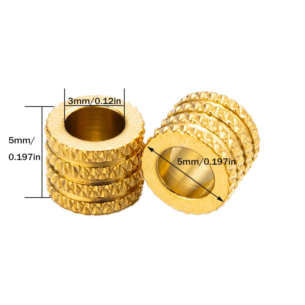 10pcs 3/4/5/6mm Gold Stainless Steel Large Hole Spacer Beads Charms for Jewelry Making Necklace European Bracelet DIY Supplies