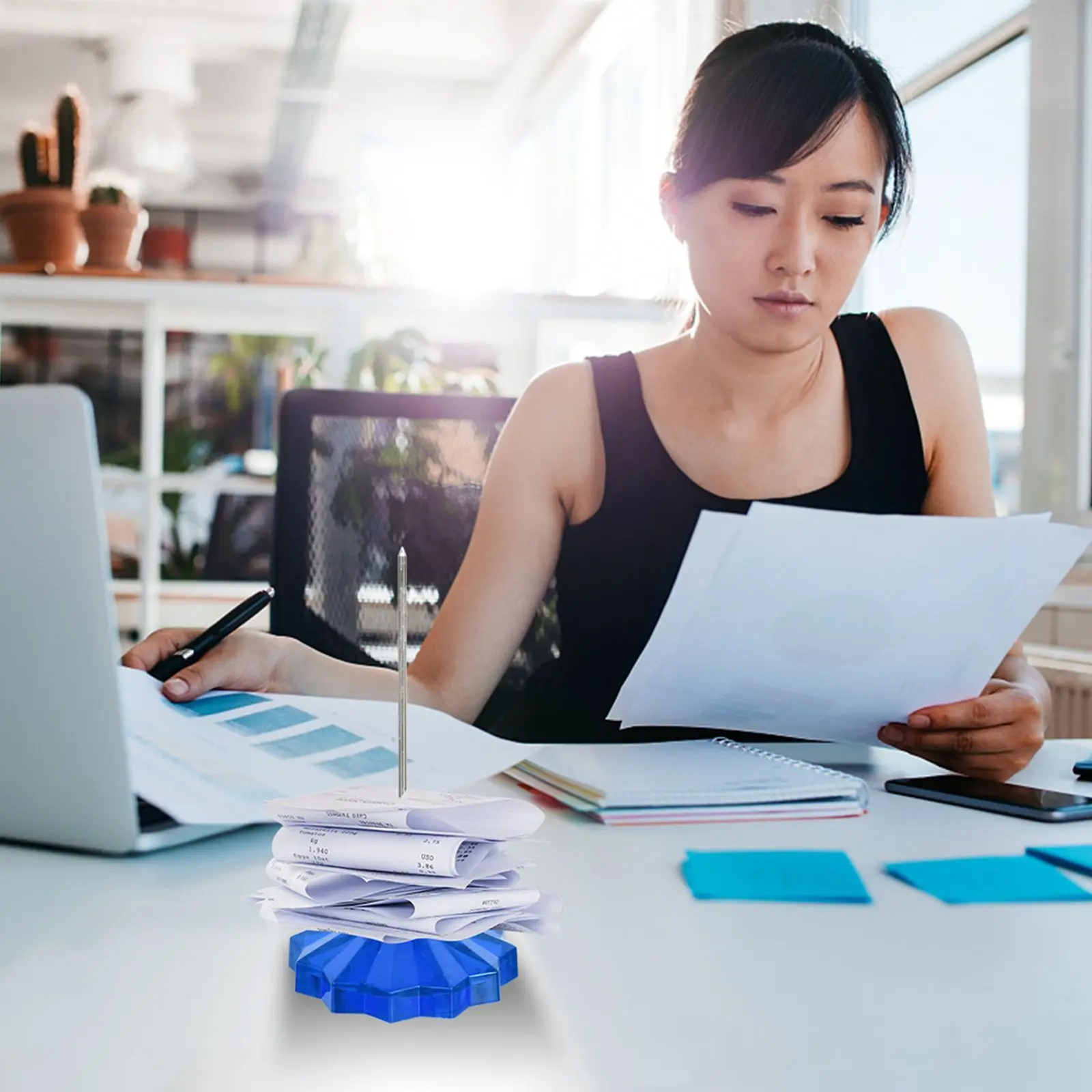 Soporte de recibos con punta para billetes, organizador de papel de plástico para escritorio de oficina, soporte para verificación de notas, horquilla para menú de restaurante, 2 uds.