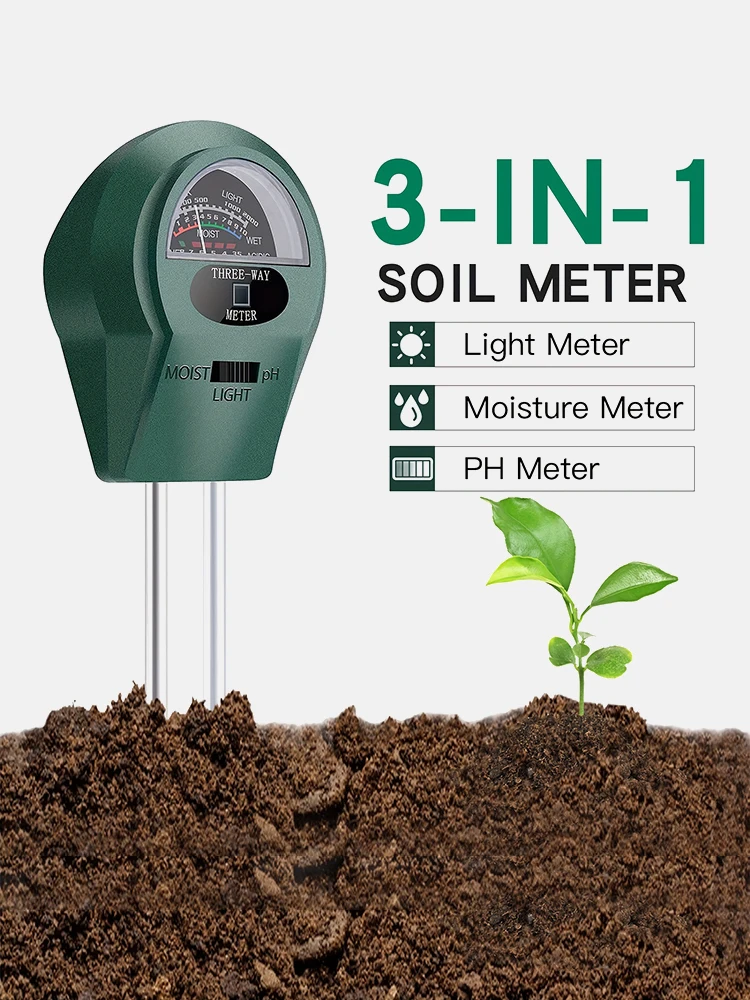 1 PCS Digital 3 In 1 Soil PH Meter Moisture Monitor Temperature Sunlight Tester For Gardening Plants Blumen Tester Testing