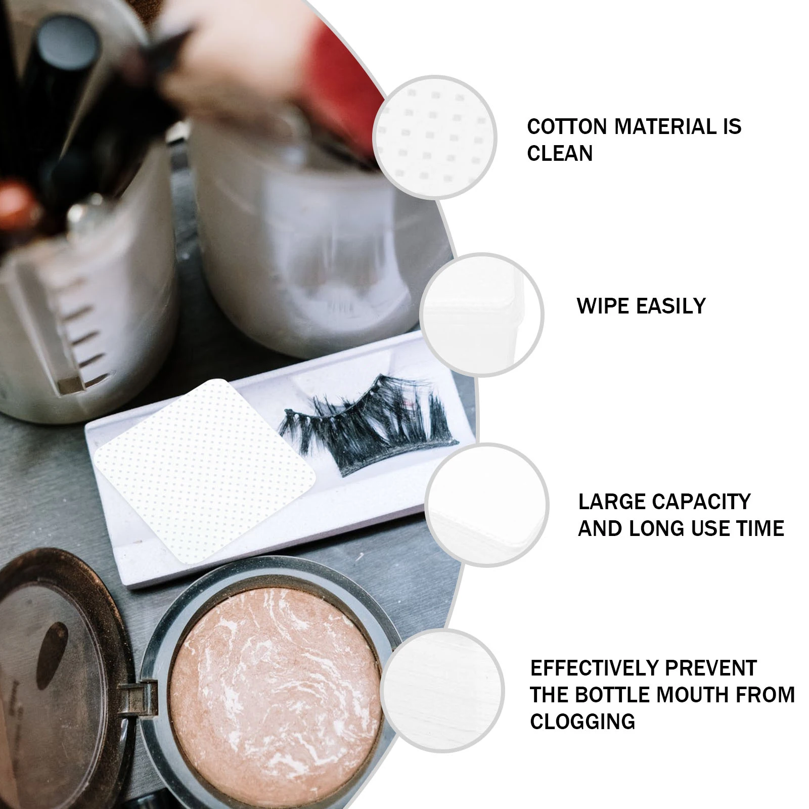 

600pcs Cotton Eyelash Glue Bottle Wiping Cloth Glue Wiping Tool Cleaning Reusable Wipes Travel Size Rounds Bottle Tool