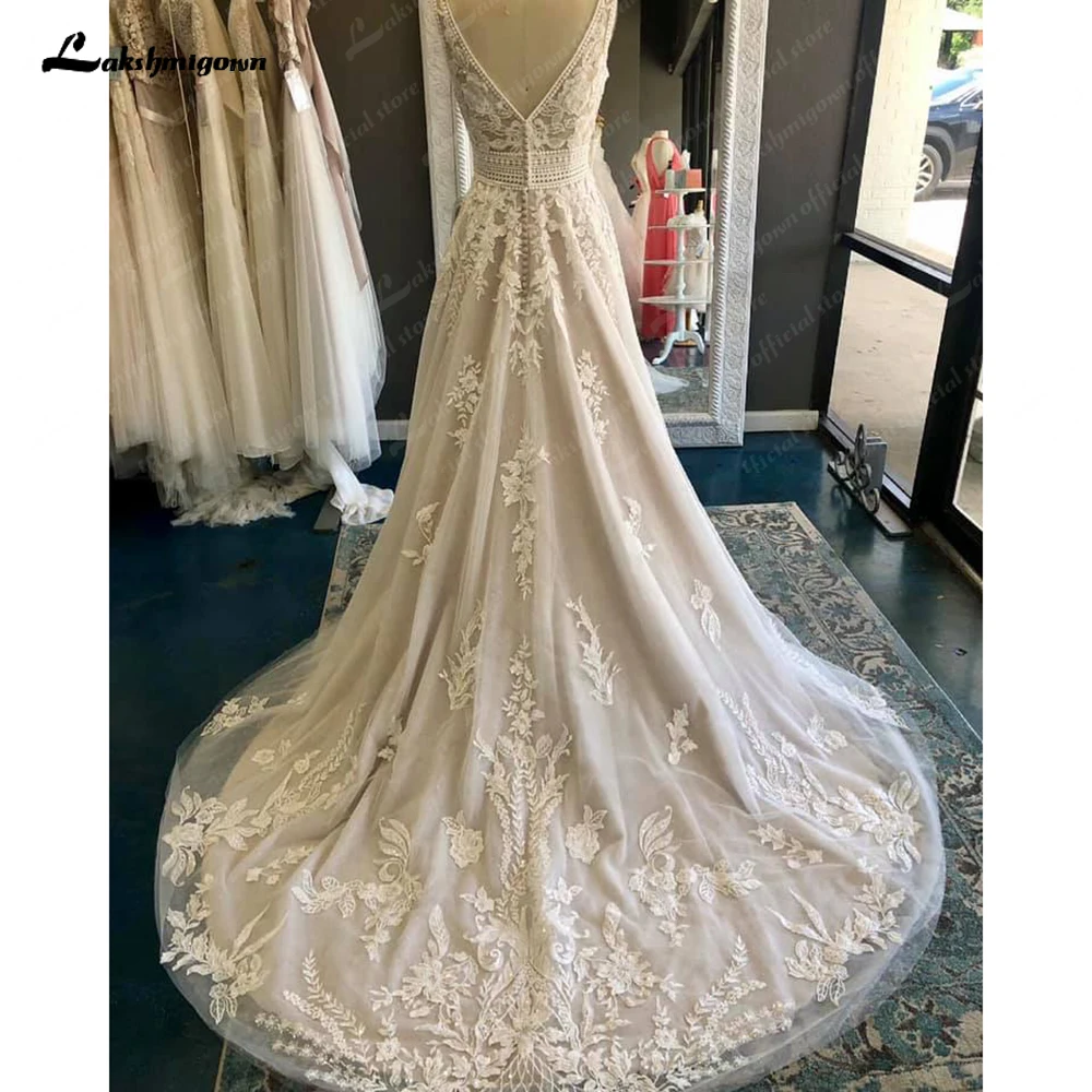 Lakshmigown Vestido Princess A Line Boho Lace Wedding Dress Sleeveless 2024 Open Back Beach vestido para boda playa Wedding Gown