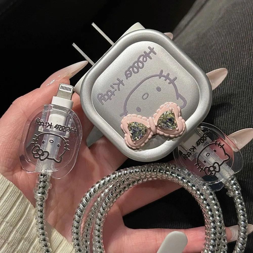 

Защитный мягкий чехол Hello Kitty для IPhone 16, 15, 18/20 Вт, быстрая зарядка, USB-кабель для передачи данных, защитный чехол с мультяшным рисунком