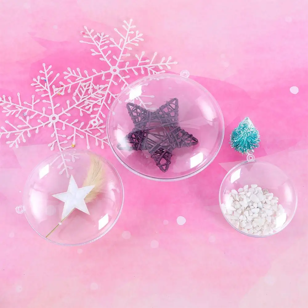 6 pcs/pack Fillable Gifts Box 7/9/11 cm Dry Flower Ball Christmas Ornaments Christmas Disc Balls Home Decor Clear Flat Ball