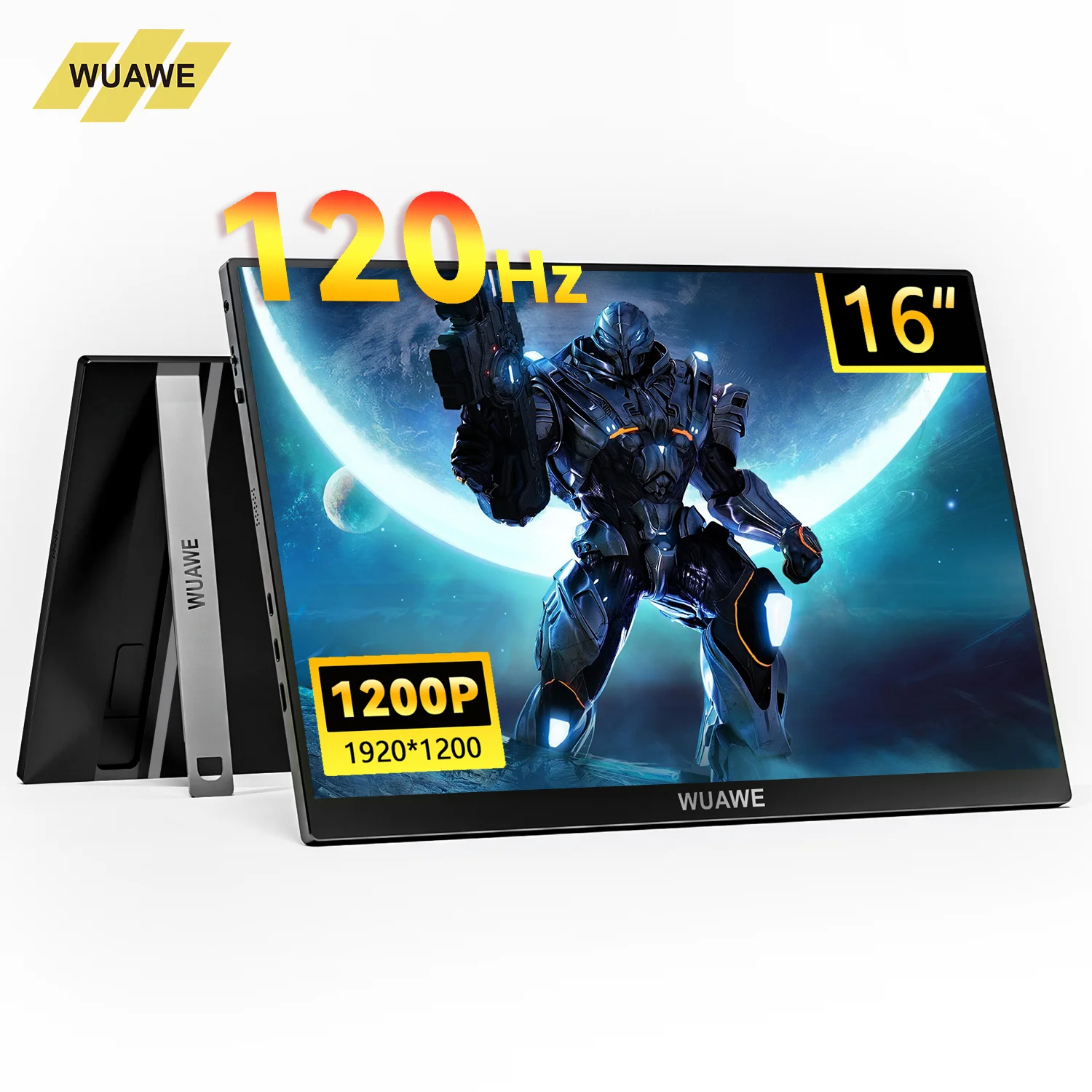 Colorful 120hz Gaming Portable Monitor with Aluminum Stand, 16inch 1200P External Second Computer Screen for Phone Laptop Switch