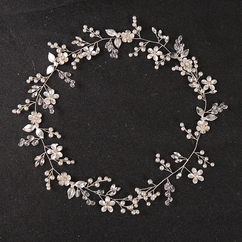 Trendy Style Crystal Pearl Hairband Flower Headband For Women Prom Bridal Wedding Hair Accessories Jewelry Band Headband Gift